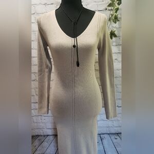 Midi Light Khaki Body-Con Dress Size M
